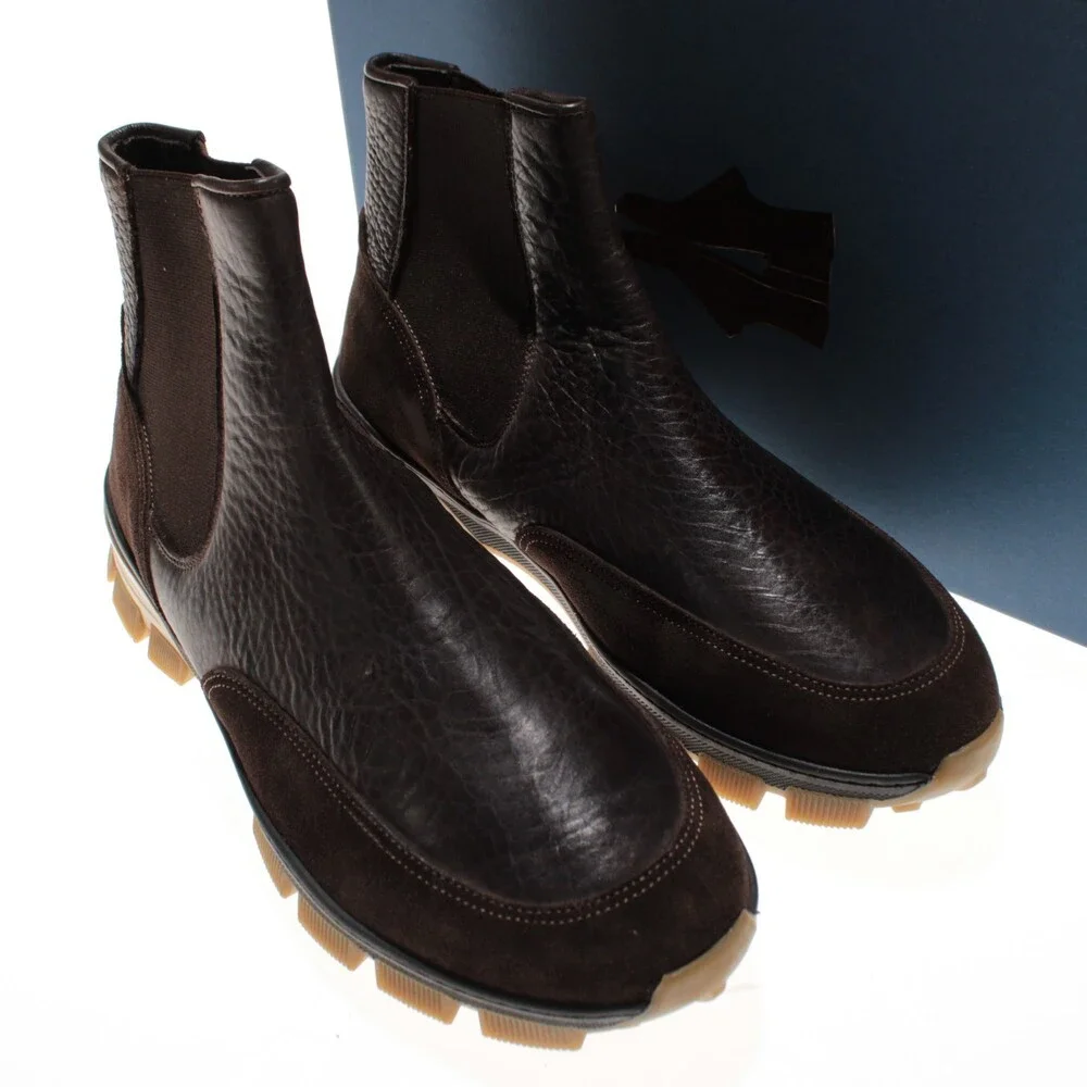 Di Bianco NWD Pull On Chelsea Boots Size 42 (US 9) in Dark Brown Leather